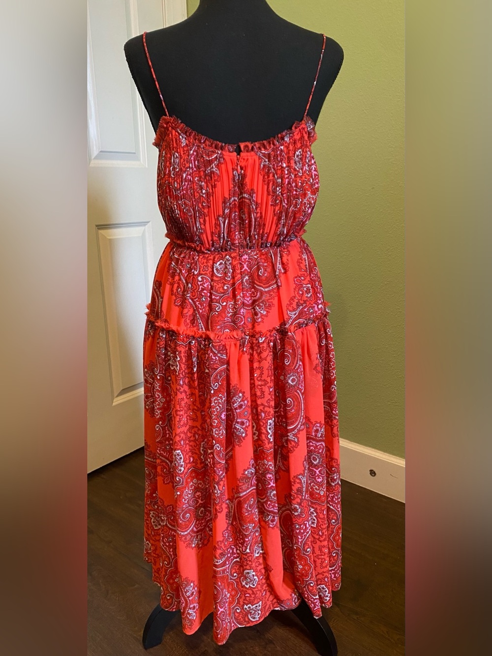 Banana Republic Orange Red Paisley Maxi Dress - Picture 5 of 7